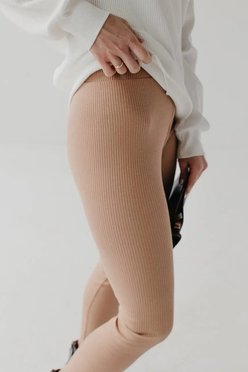 Legginsy z dzianiny prążkowanej | GUNNHILD