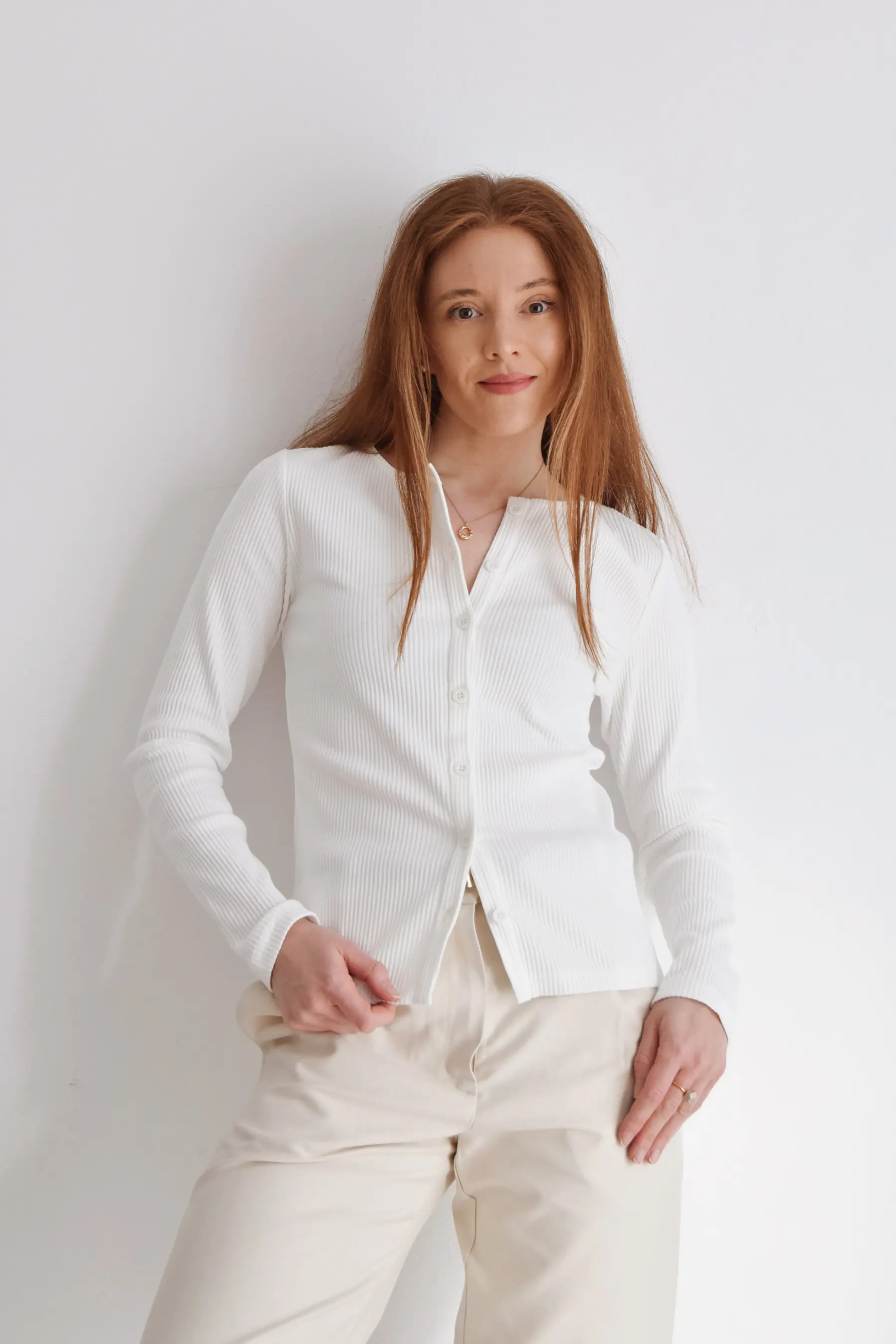 Bluzka longsleeve zapinana na guziki | ADRIANNE