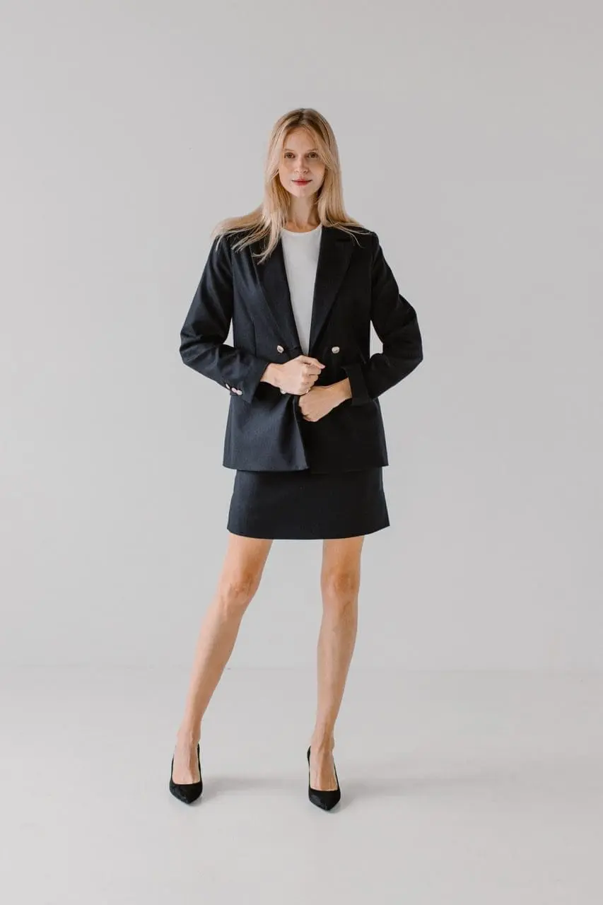 marynarka i spódnica z wełny merino