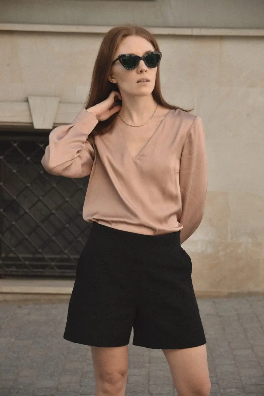 Szorty ze strukturalnej tkaniny bawełnianej | NOEMIE