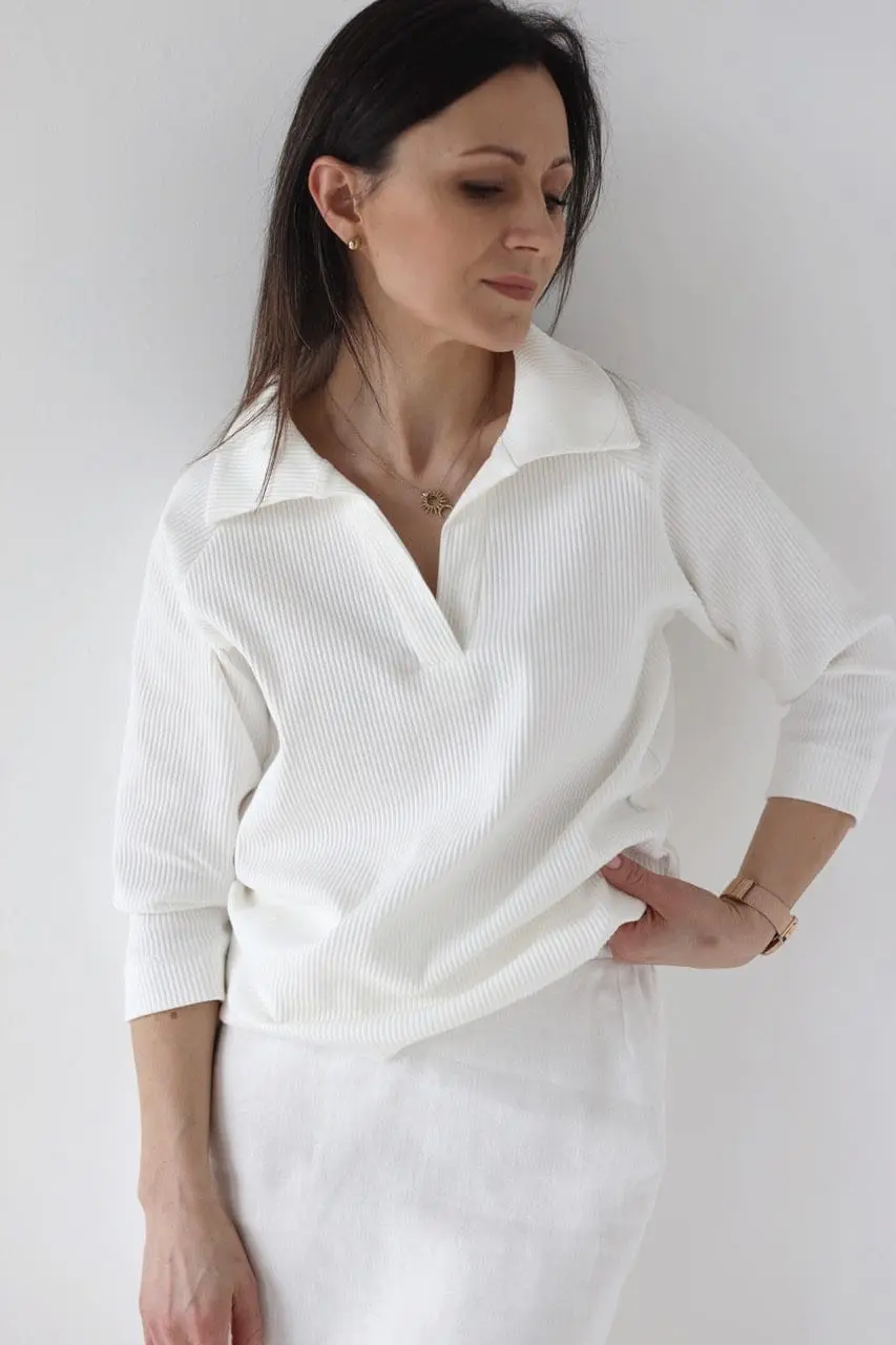 Bluzka o luźnym kroju z kołnierzykiem | LEA