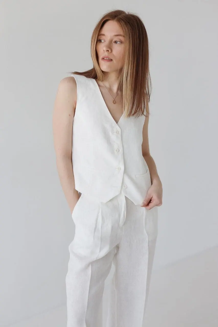 Kamizelka damska z lnu | BRIGITTE