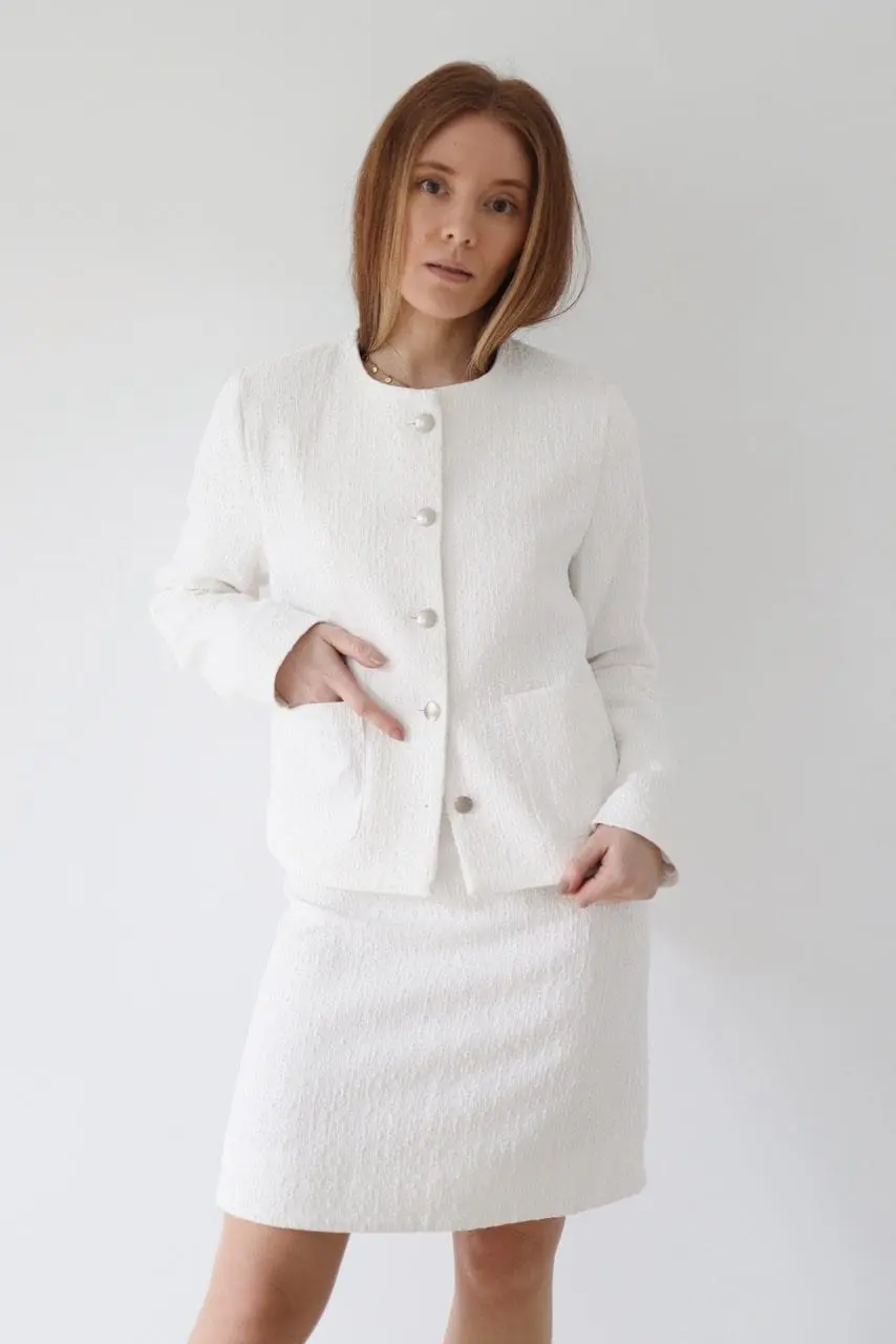 Krótki żakiet ze strukturalnej tkaniny bawełnianej | COCO