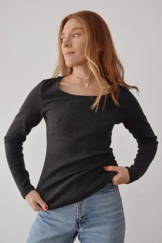 Bluzka longsleeve z okrągłym dekoltem | SONJA