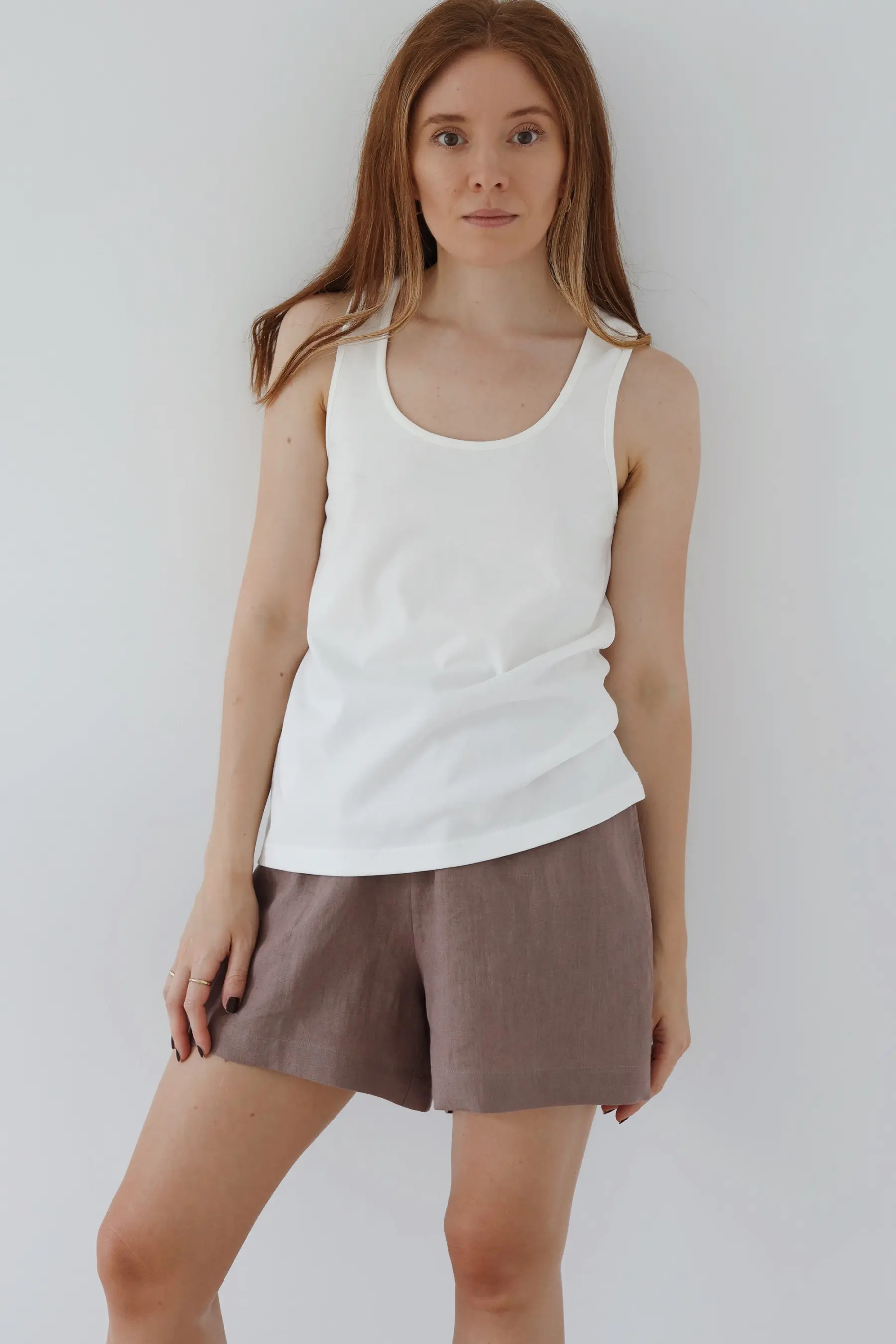 Luźny top bawełniany na szerokich ramiączkach  | STEFANI