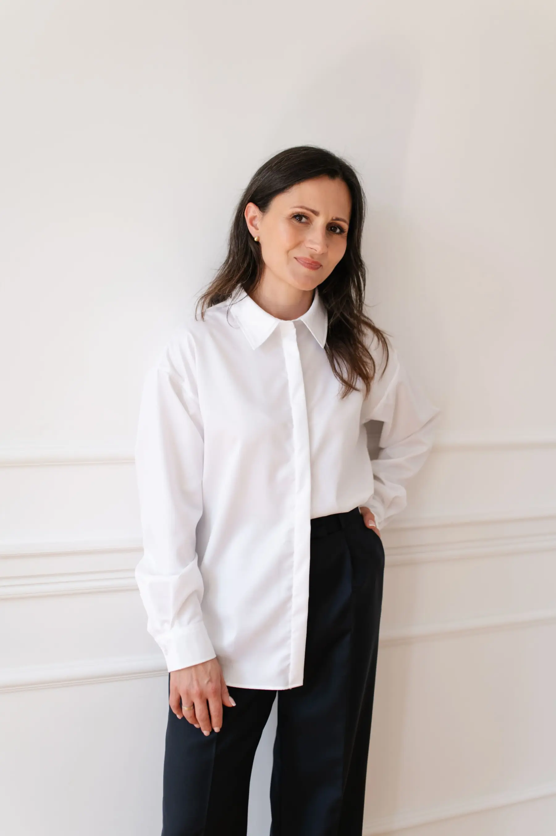 Koszula bawełniana z krytą plisą | AXELE