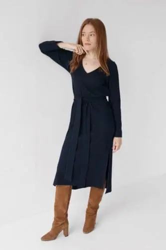 Sukienka dzianinowa z paskiem  | ESTHERA