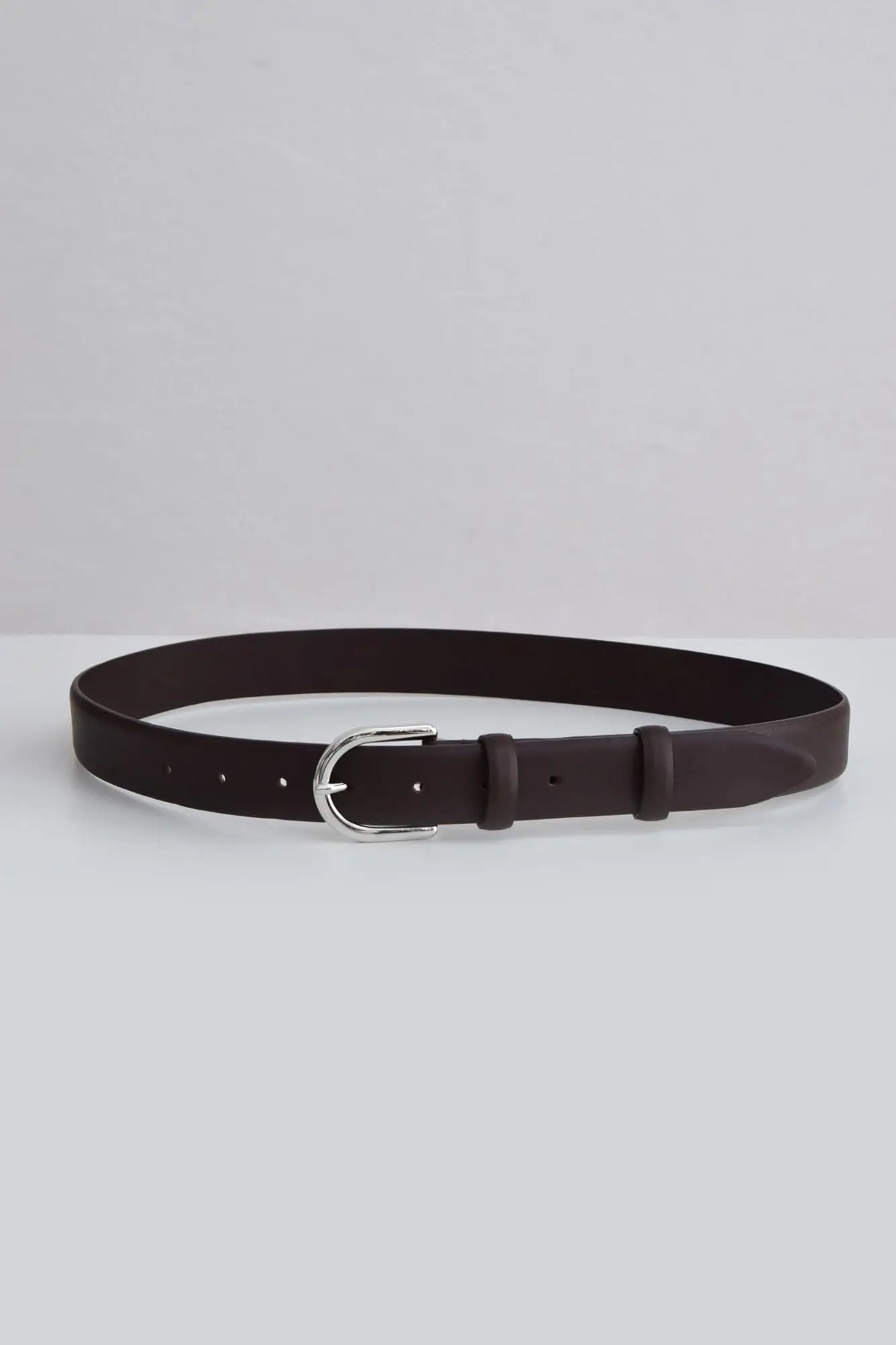 Pasek damski skórzany brązowy ze srebrną klamrą | WENDY BROWN SILVER