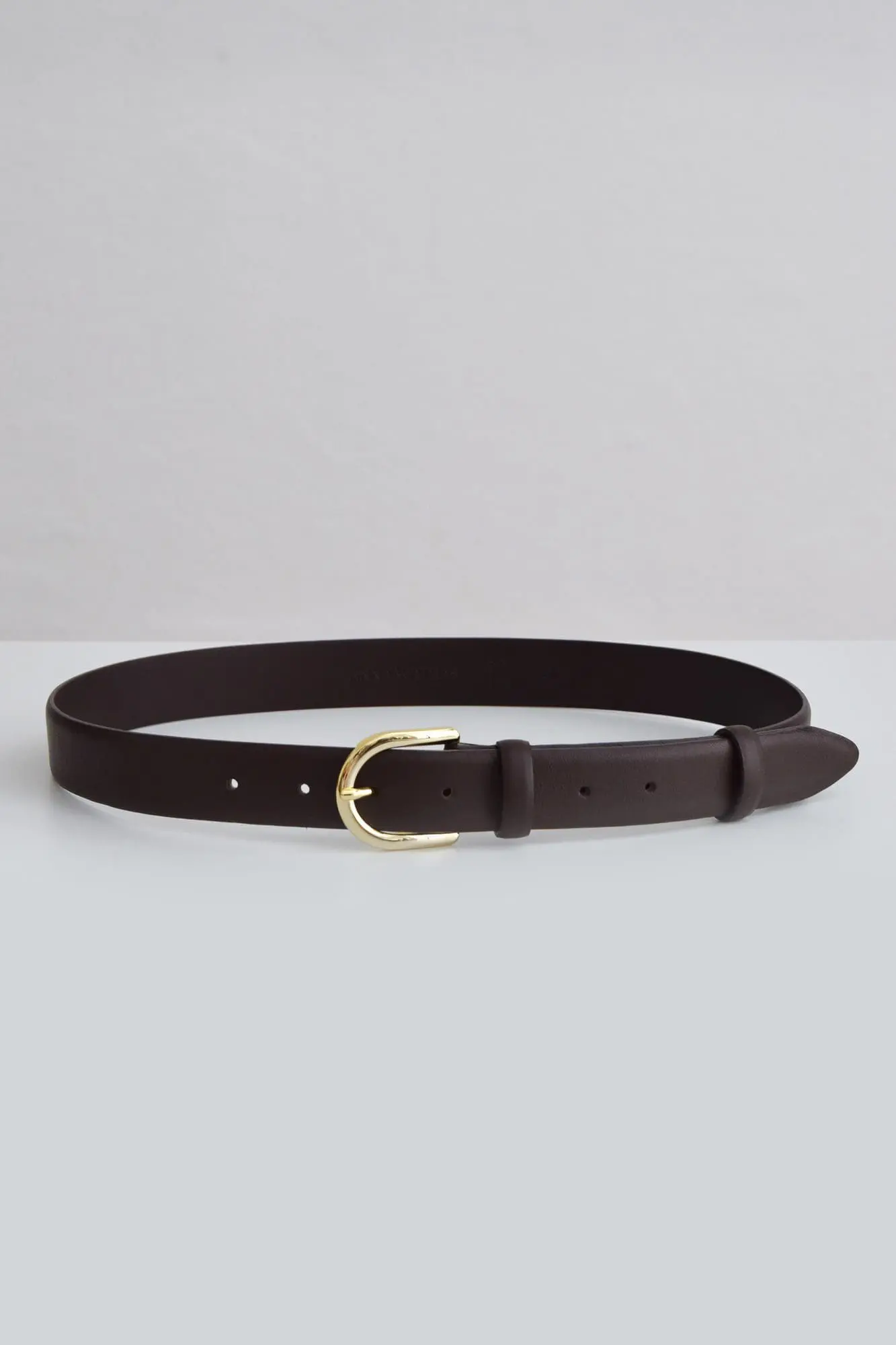 Pasek damski skórzany brązowy ze złotą klamrą | WENDY BROWN GOLD