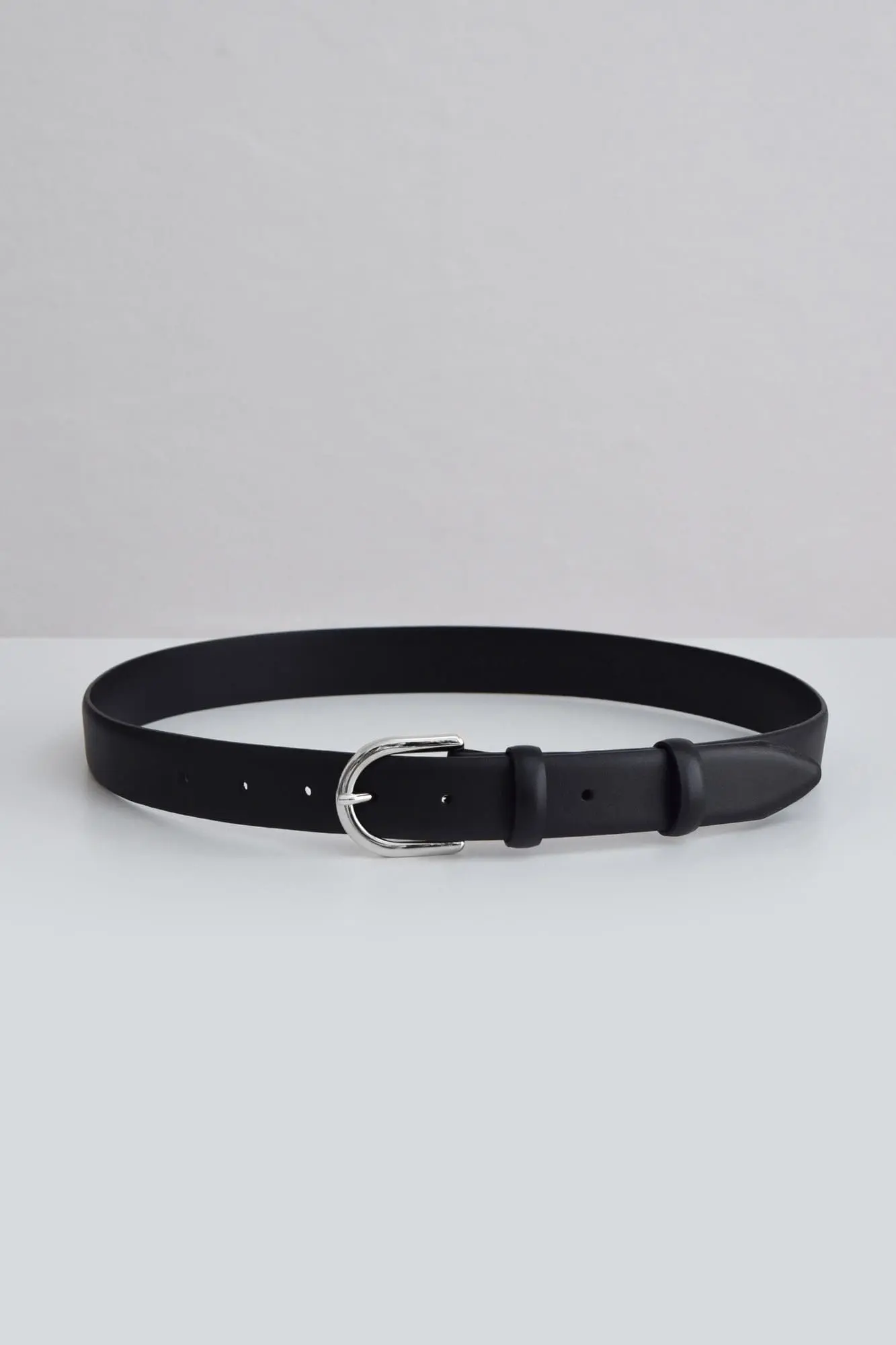 Pasek damski skórzany czarny ze srebrną klamrą | WENDY BLACK SILVER