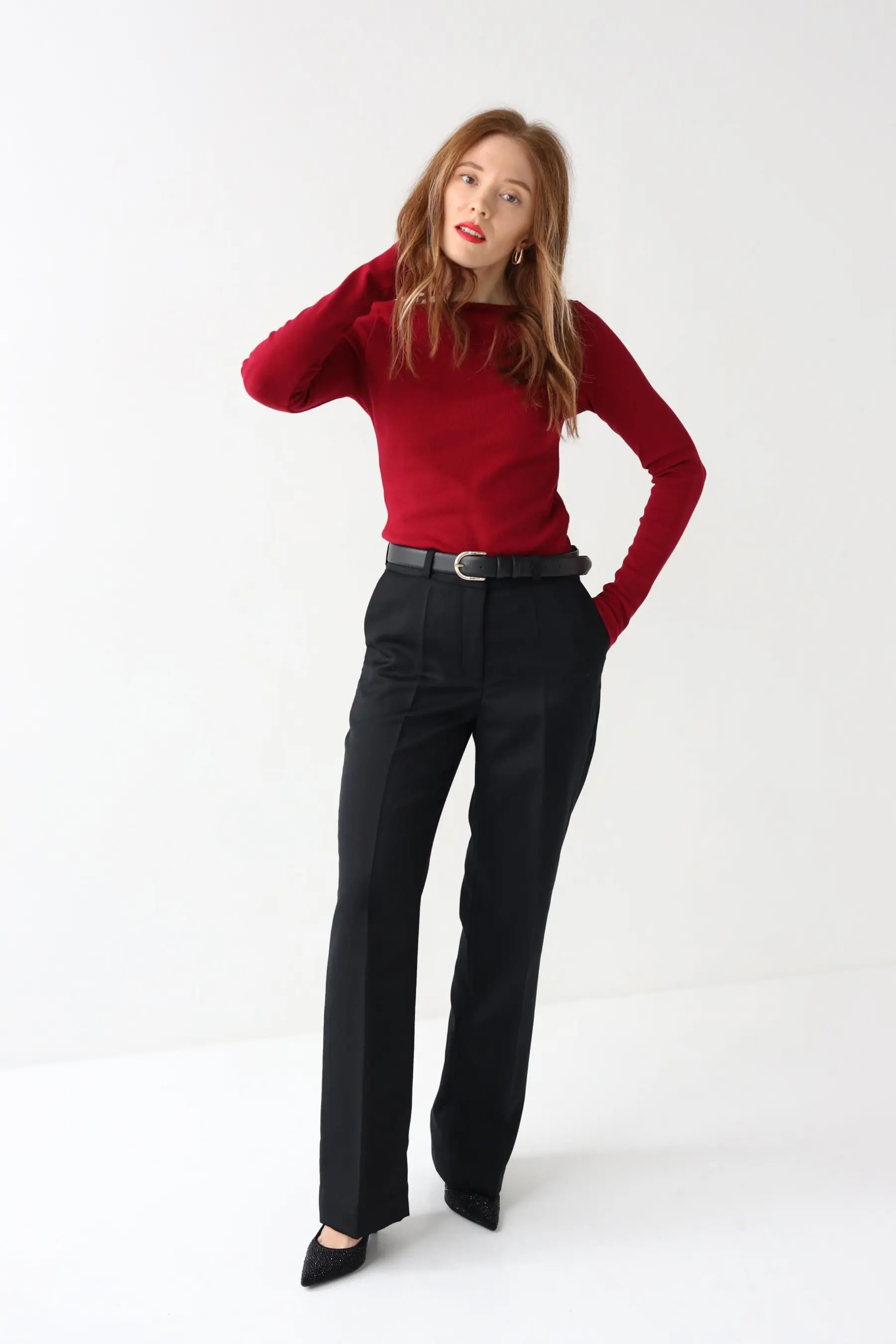 Spodnie damskie z wełny z prostymi nogawkami | TRACE