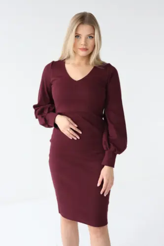 violette sukienka z dekoltem v i bufiastym rekawem anna watras (2)