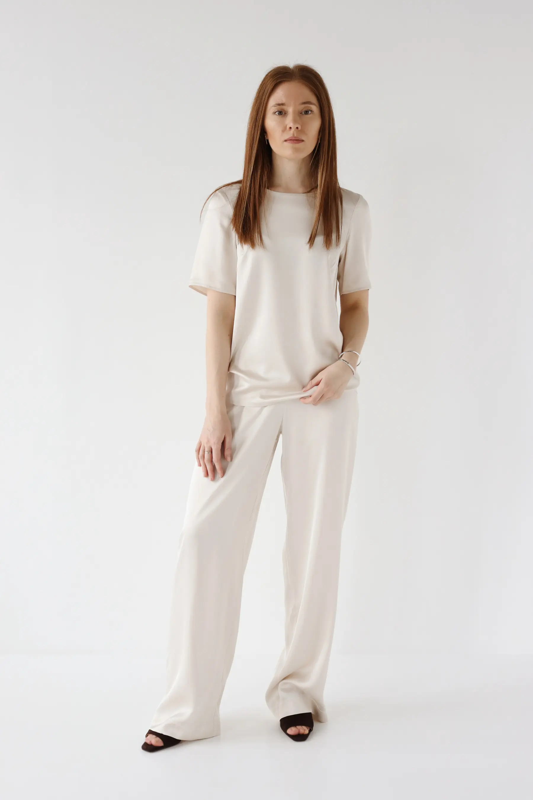 Spodnie satynowe typu regular | MARISOL SATIN