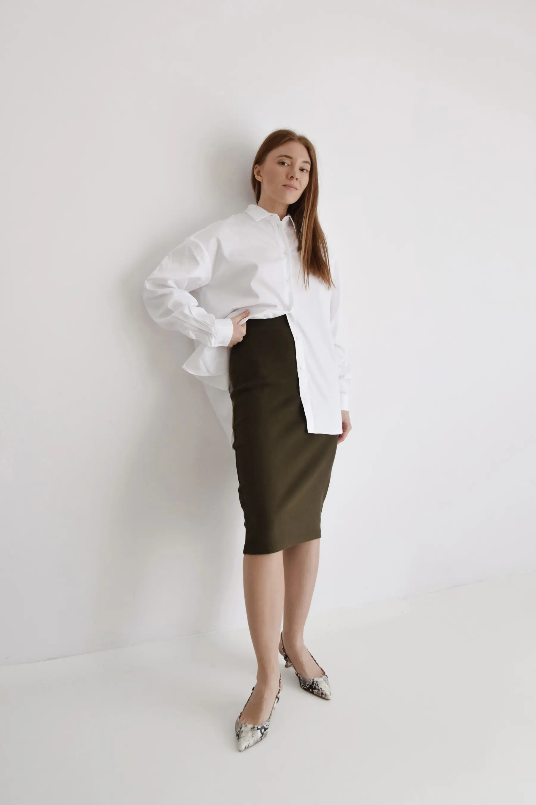 Spódnica ołówkowa z dzianiny prążkowanej o drobnym splocie | LISA