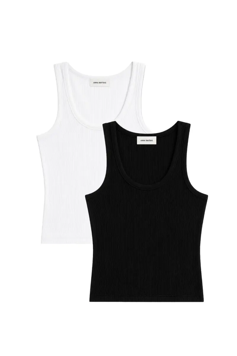 2-pack Top basic z dzianiny prążkowanej | SOFI