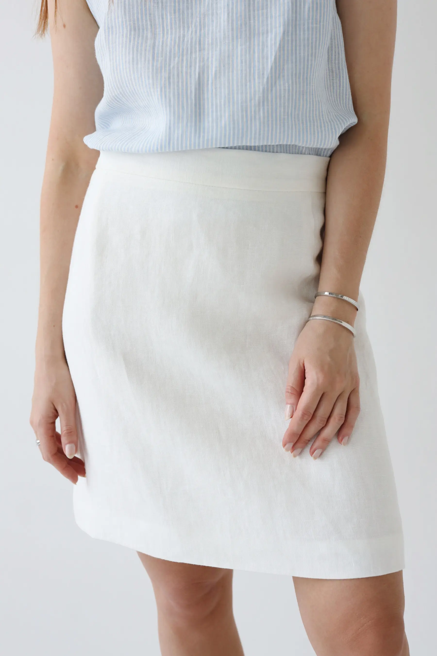 Spódnica mini z lnu | BLANCHE