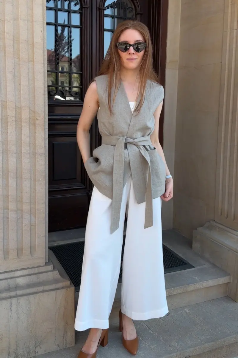 Lniana kamizelka z wiązaniem | WILLOW LINEN