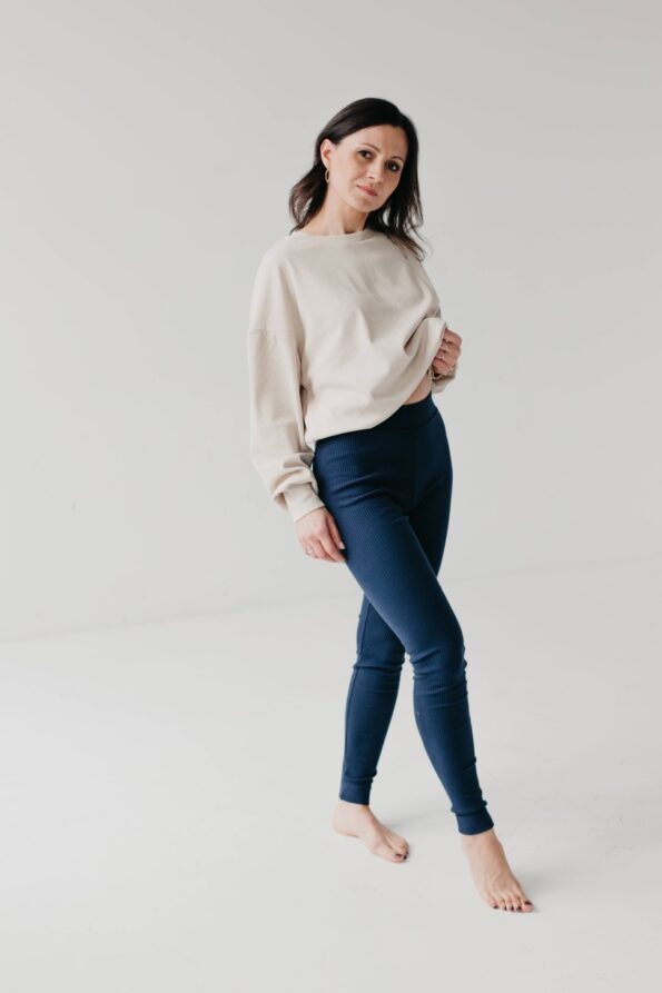 Legginsy z dzianiny prążkowanej | GUNNHILD