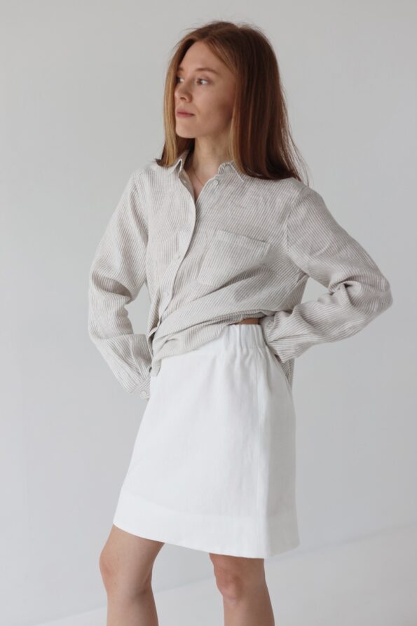 Spódnica mini z lnu | BLANCHE