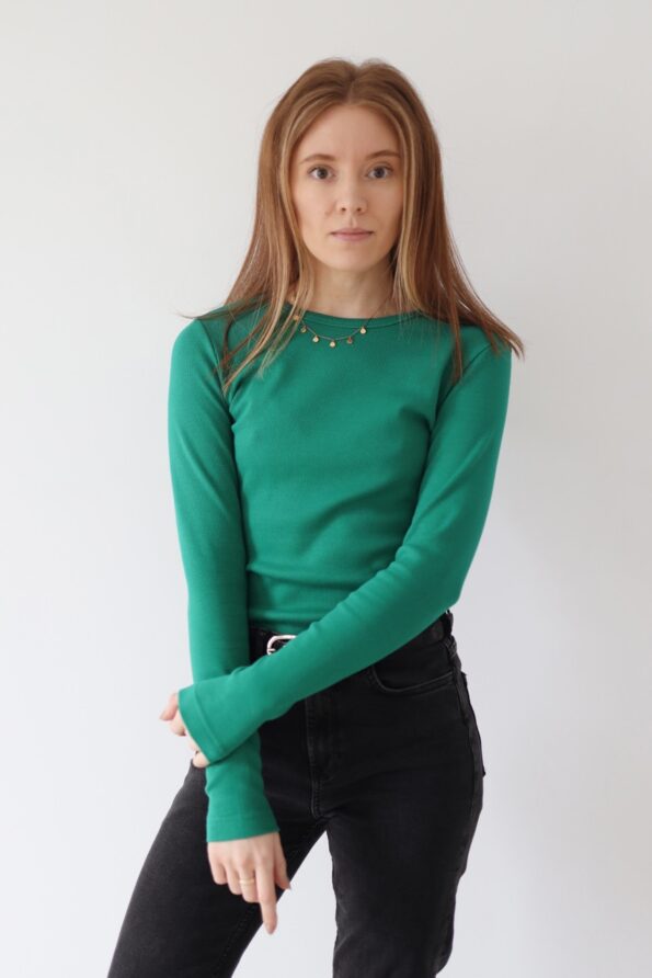 Bluzka longsleeve z szeroką lamówką | NELA