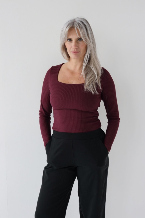 Bluzka longsleeve z kwadratowym dekoltem  | ZAIRA