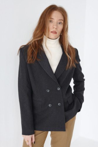 Marynarka dwurzędowa z wełny merino | MAEVE