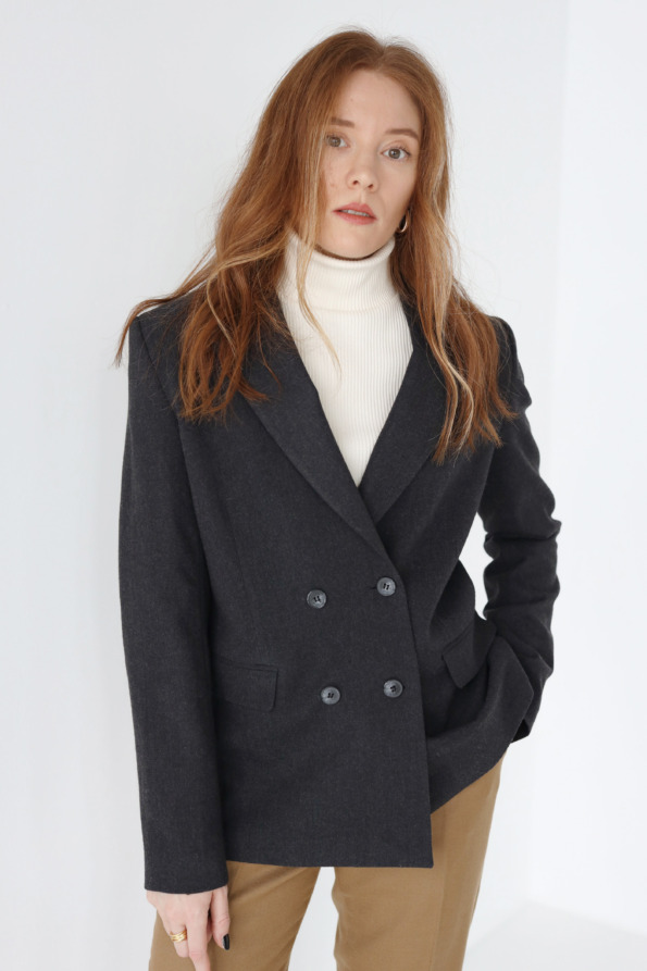 Marynarka dwurzędowa z wełny merino | MAEVE