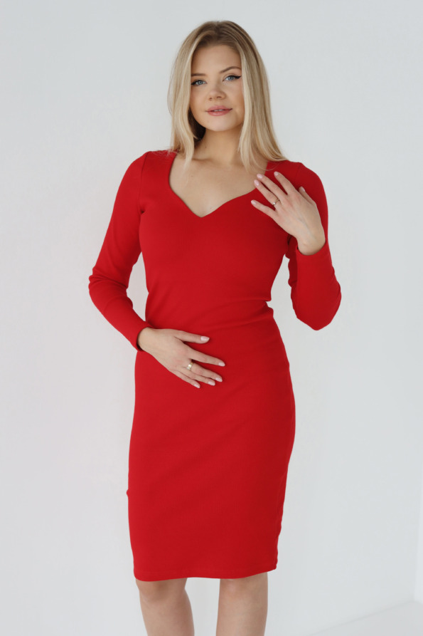 Sukienka longsleeve z kobiecym dekoltem w serce | FAITH