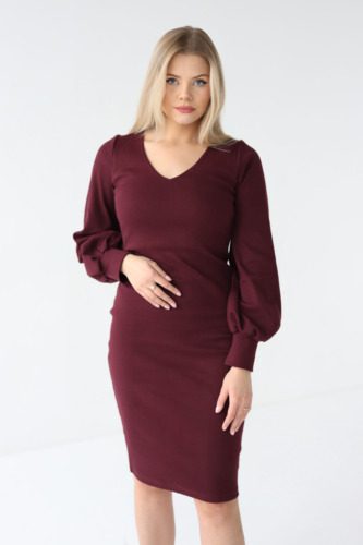 Sukienka z dekoltem V z bufiastym rękawem | VIOLETTE