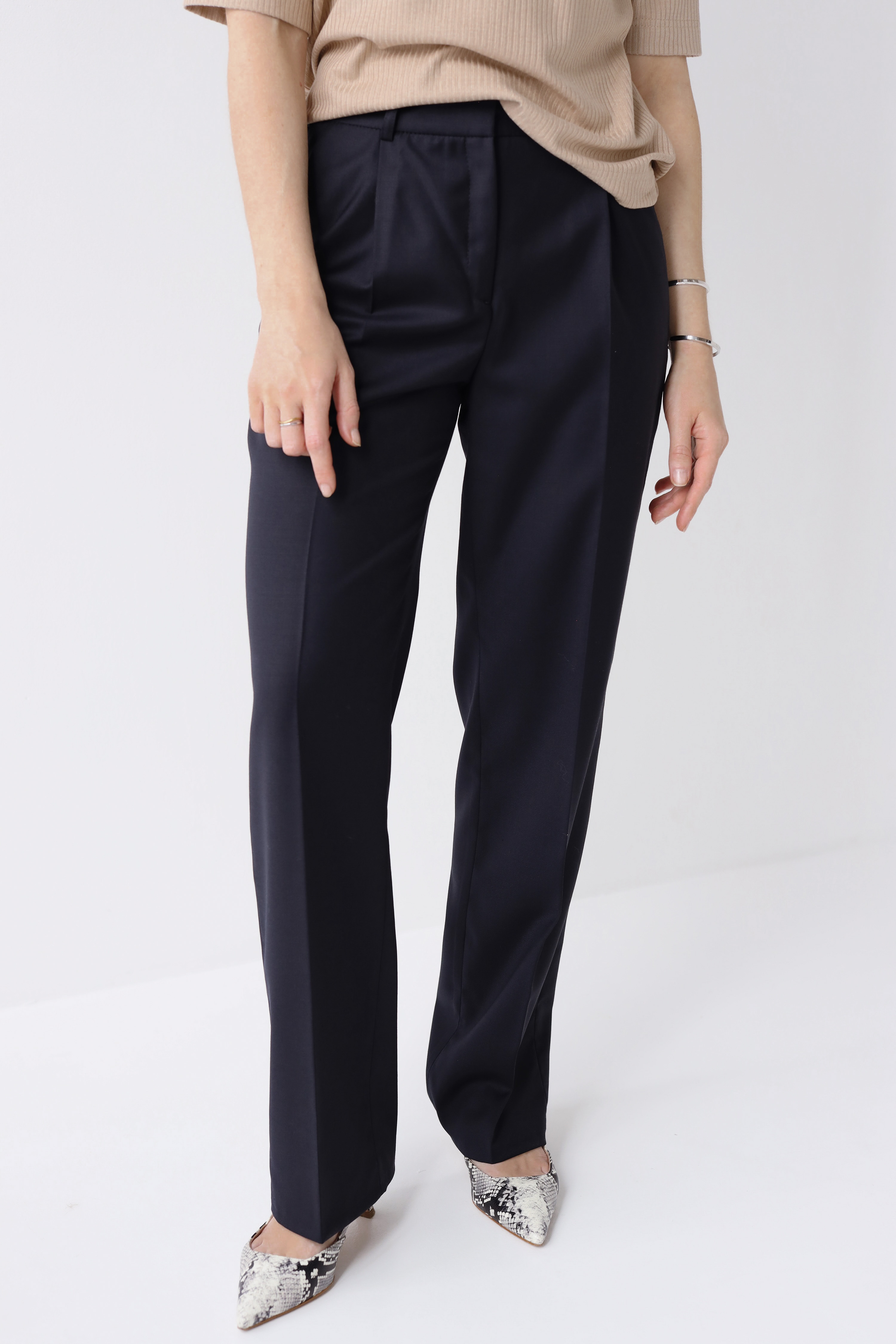Klasyczne spodnie wełniane | JOHANNE - S, midnight navy